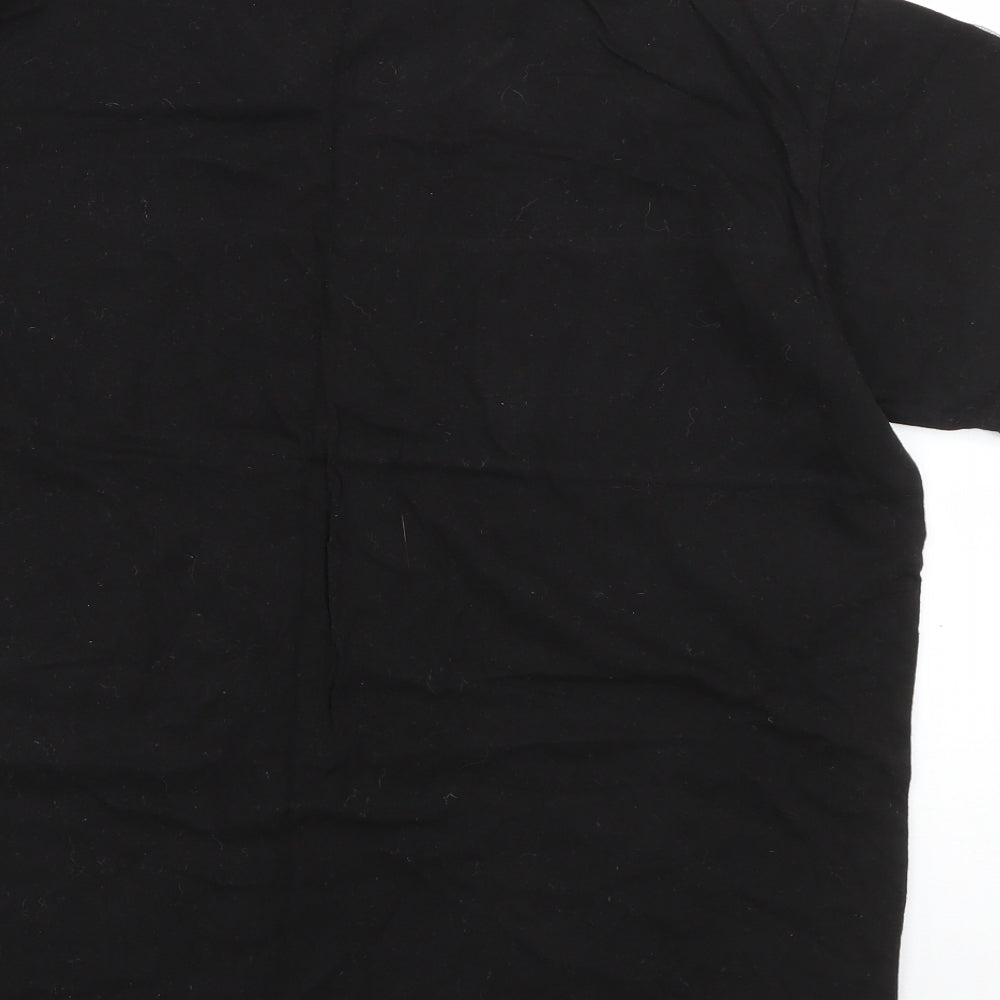Boohoo Mens Black  Cotton  T-Shirt Size S Roll Neck