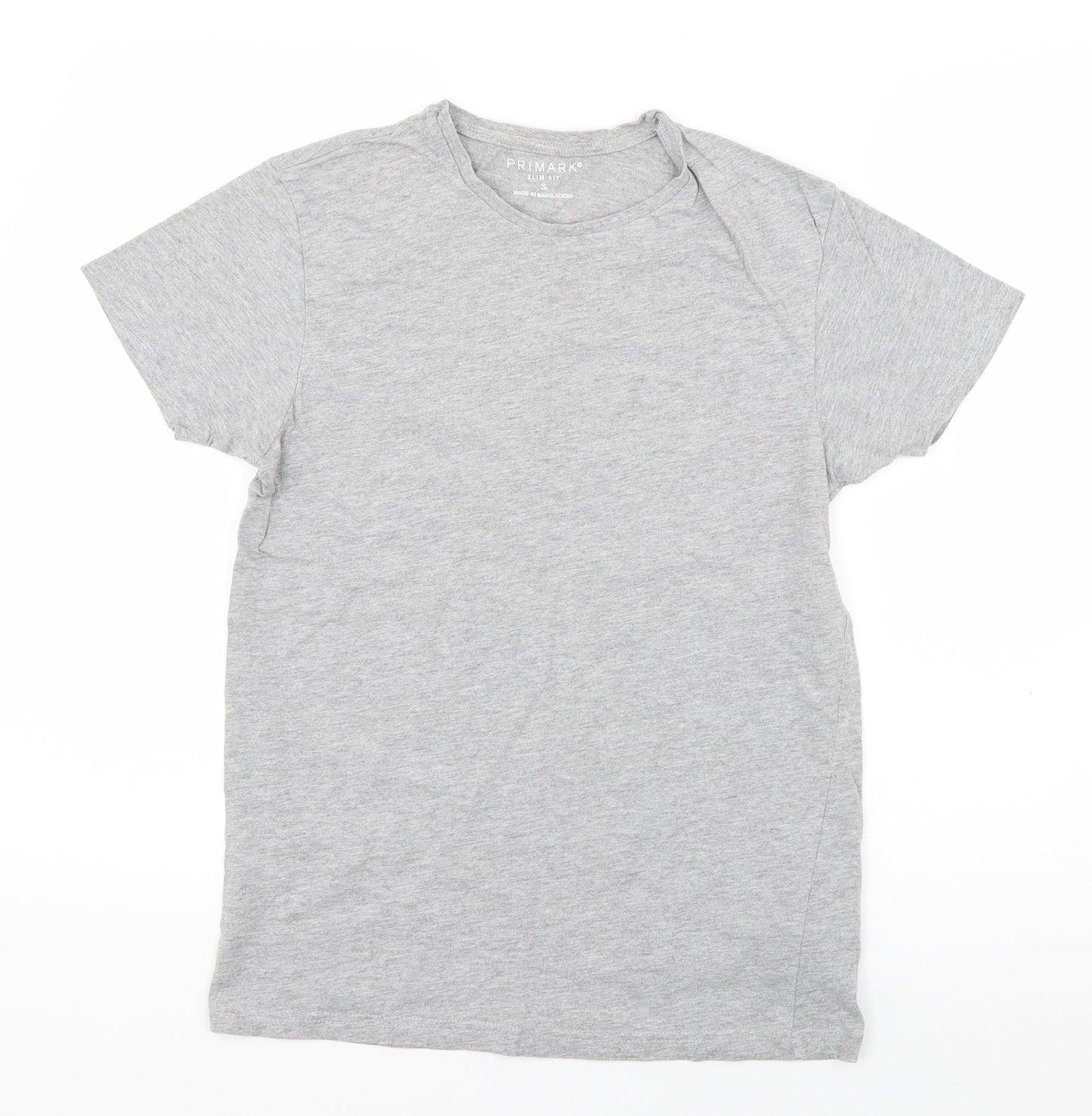 Primark Boys Grey  Cotton Basic T-Shirt Size S Round Neck Pullover