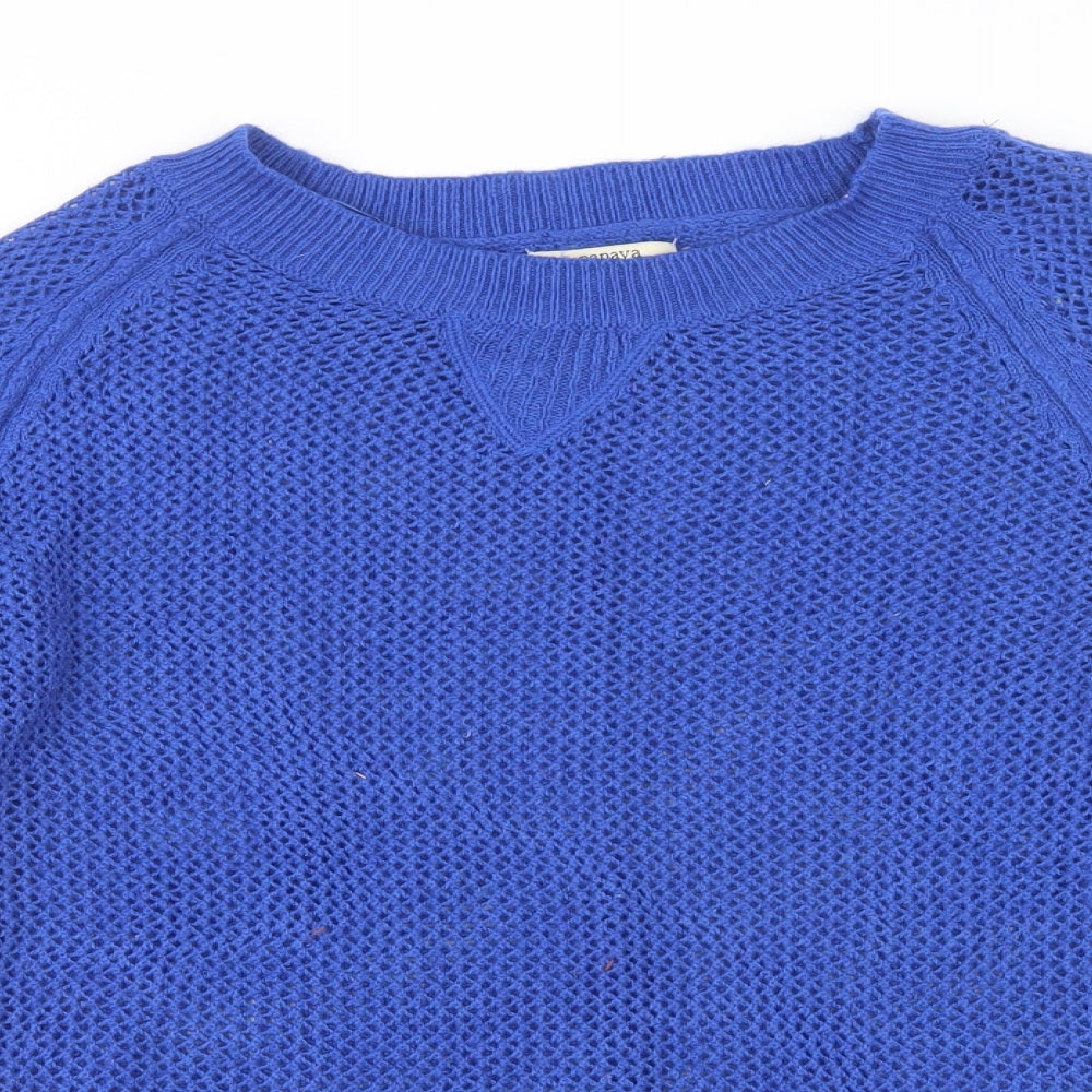 Papaya Womens Blue Crew Neck  Acrylic Pullover Jumper Size 12