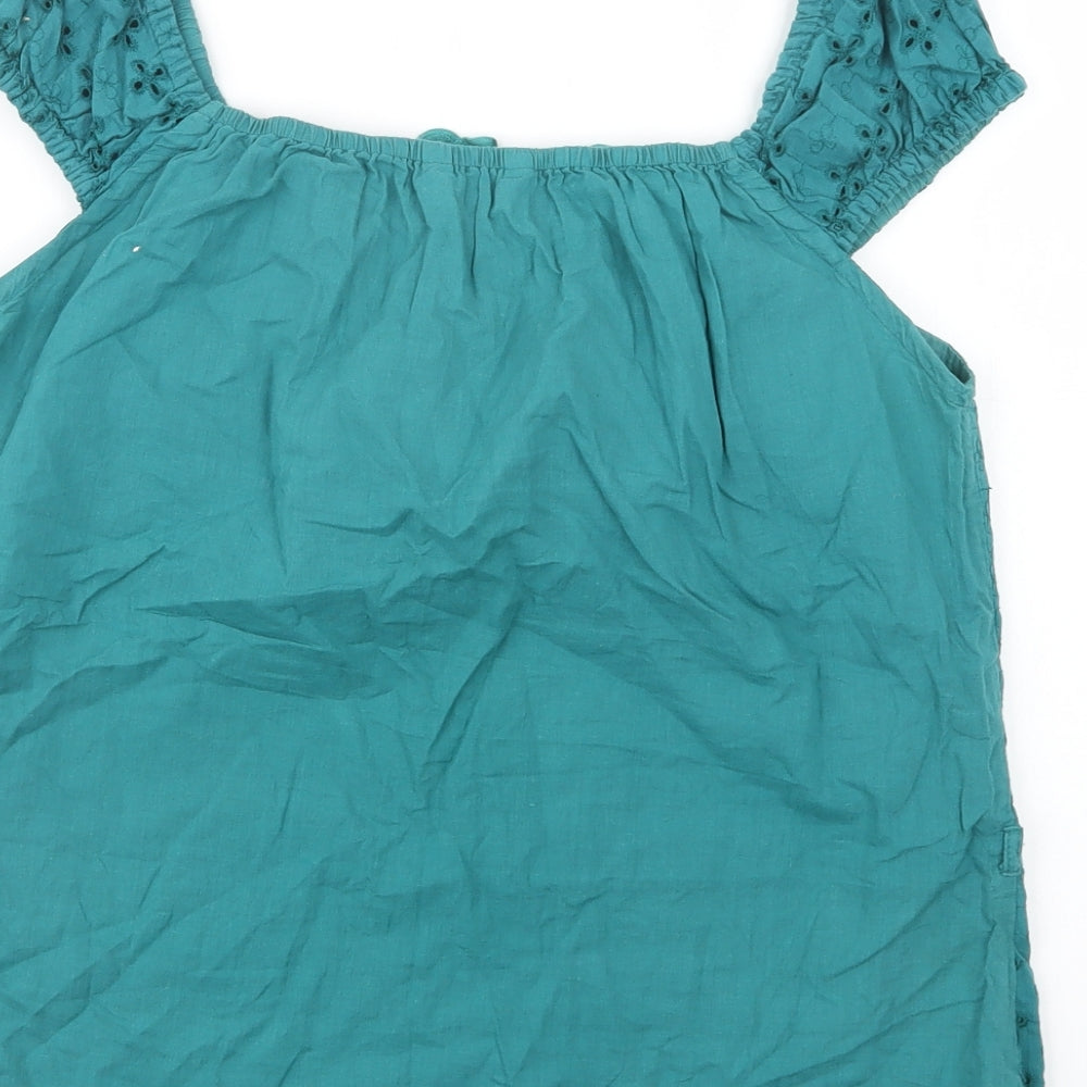 MK Womens Green  Cotton Basic Blouse Size 12 Round Neck