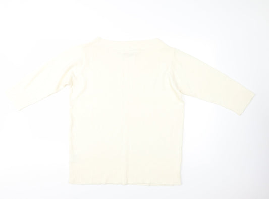 EWM Womens Ivory Boat Neck  Acrylic Pullover Jumper Size 18