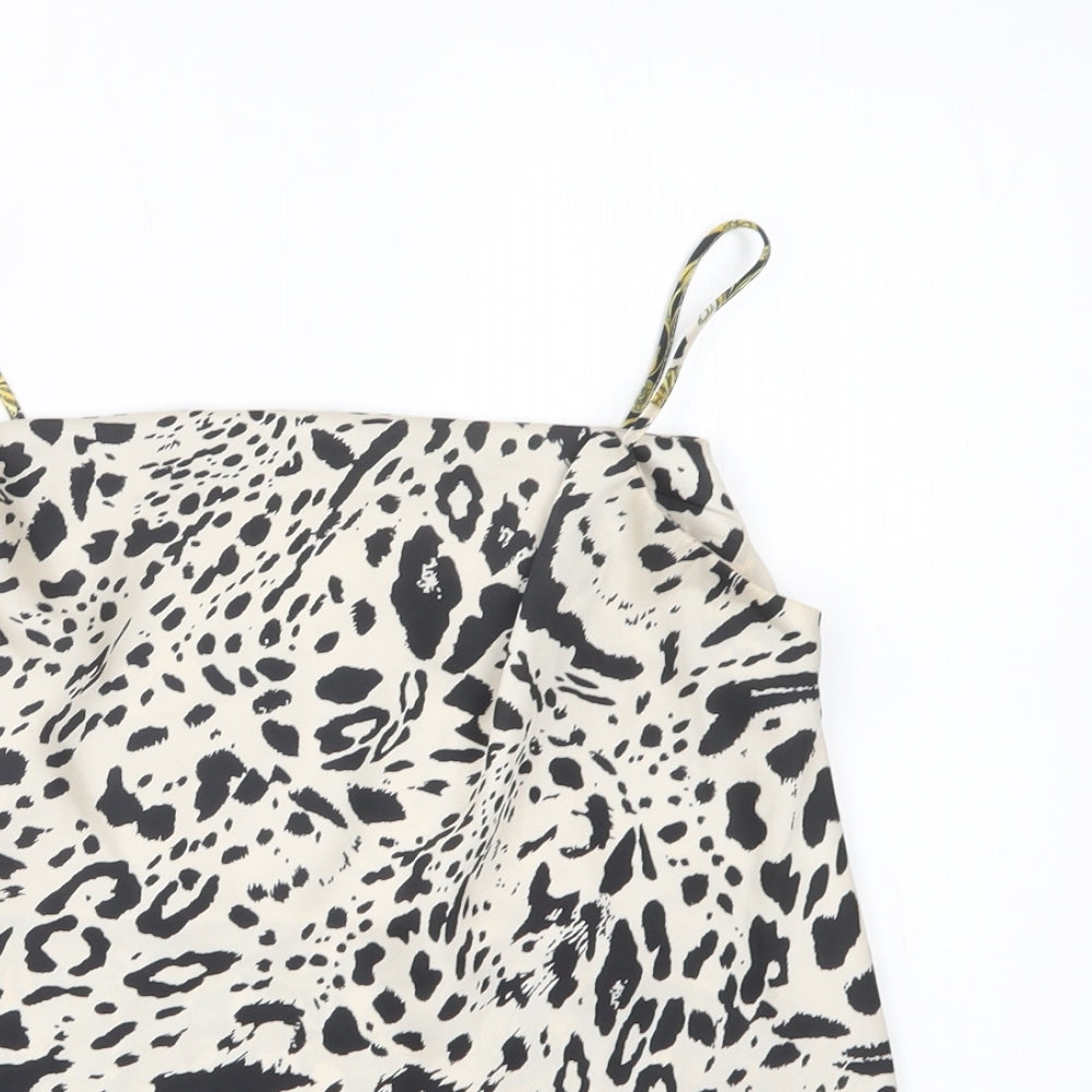 River Island Womens Beige Animal Print Polyester Camisole Blouse Size 6 Square Neck