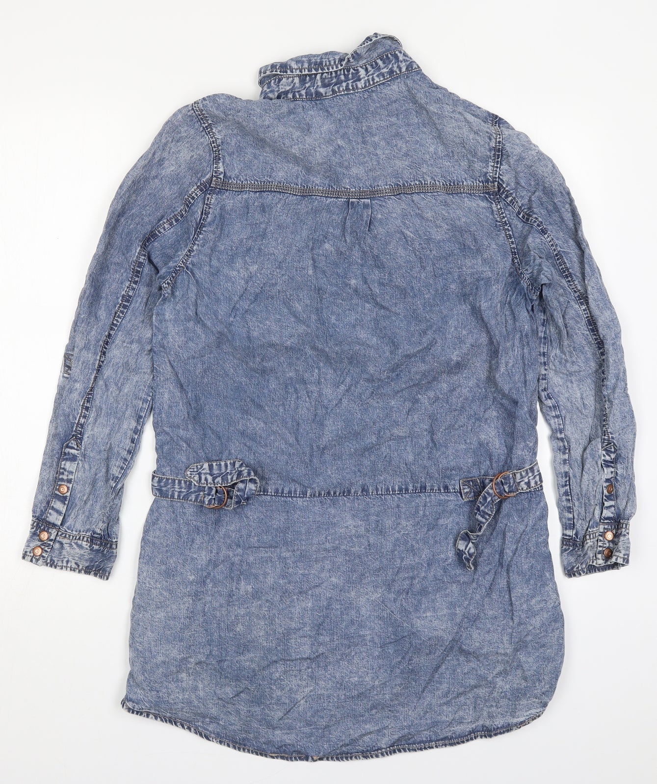 New Look Womens Blue  Lyocell Shirt Dress  Size 12  Collared Button