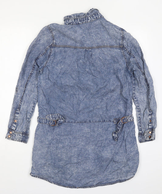 New Look Womens Blue  Lyocell Shirt Dress  Size 12  Collared Button