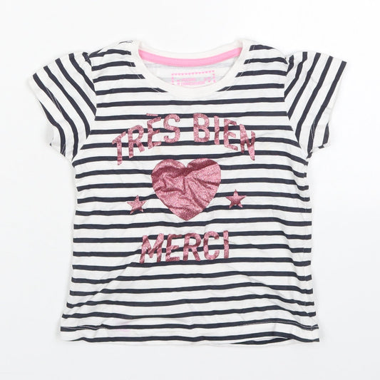 Young Dimension Girls Multicoloured Spotted Cotton Basic T-Shirt Size 4-5 Years Crew Neck Pullover - Tres Bien Merci
