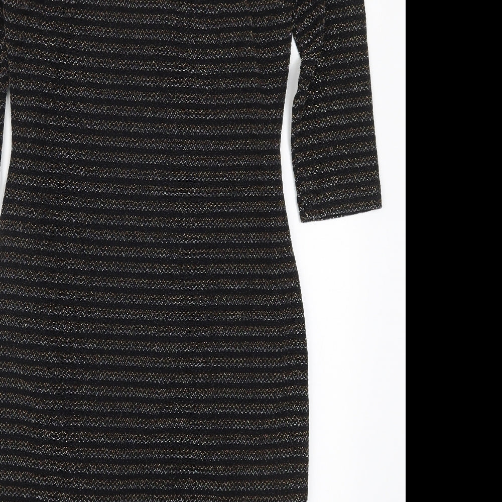 George Womens Multicoloured Striped Nylon Bodycon  Size 10  Scoop Neck Pullover