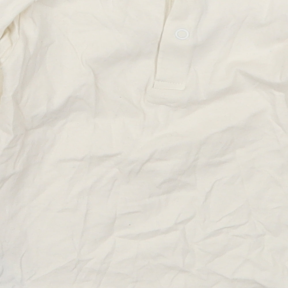 Marks and Spencer Girls White  Cotton Basic T-Shirt Size 18-24 Months Round Neck Pullover