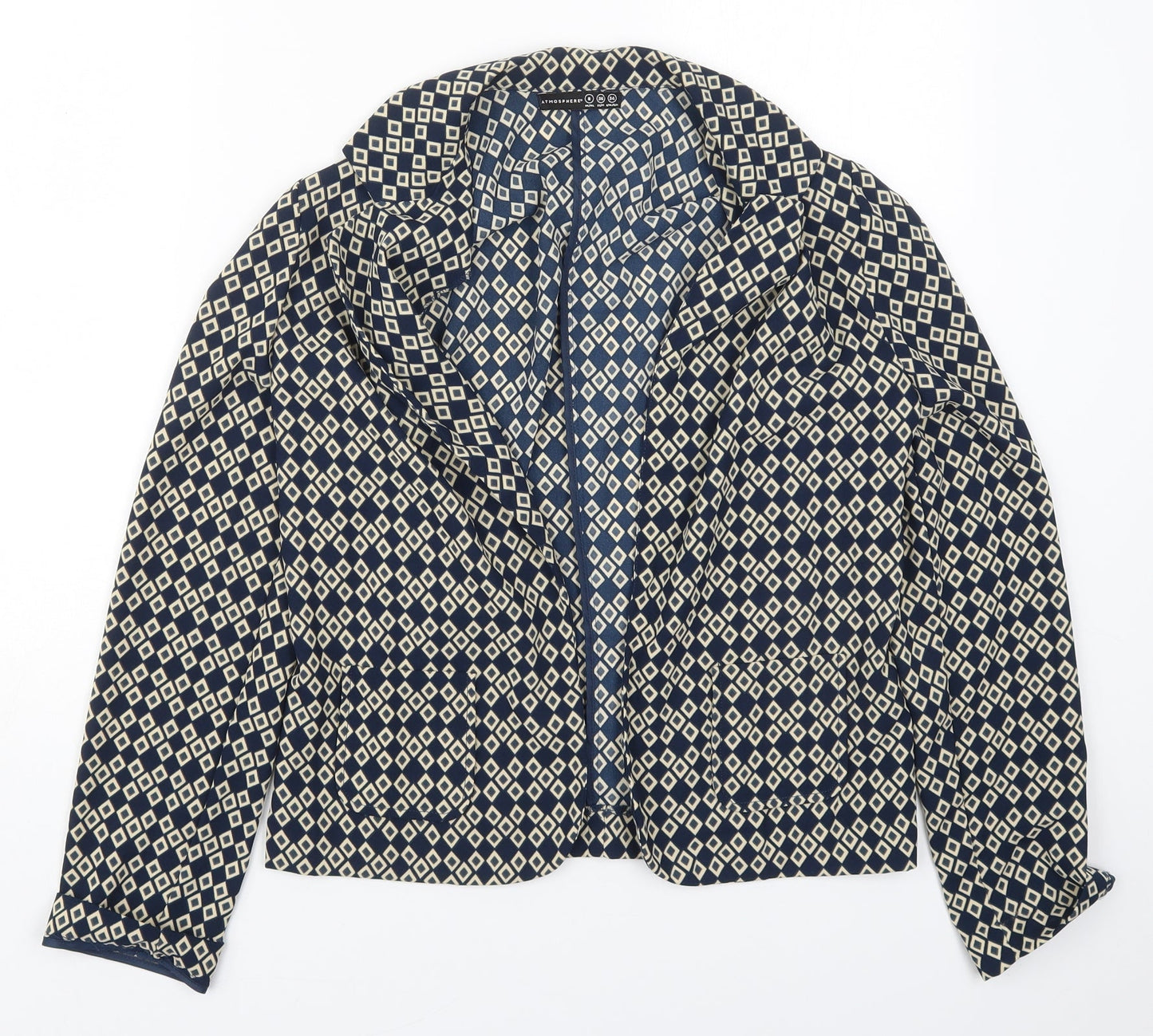 Atmosphere Womens Blue Geometric  Jacket  Size 8