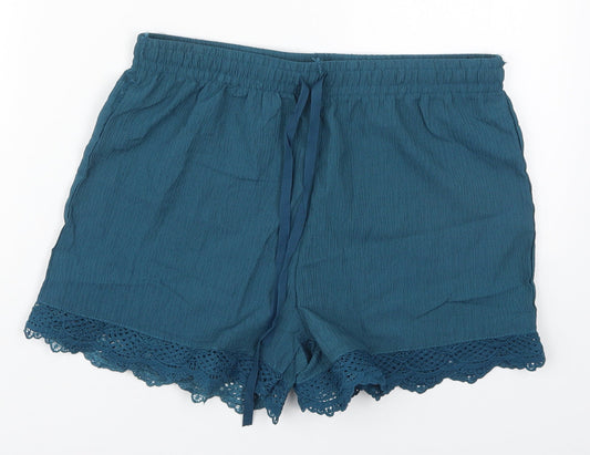 Preworn Womens Blue  Polyester Mom Shorts Size 30 in L3 in Regular Drawstring