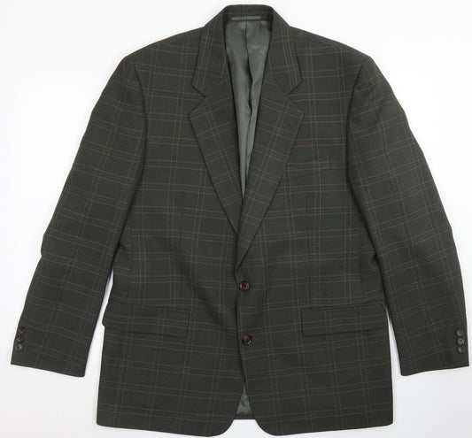 Berkertex Mens Green Plaid Polyester Jacket Blazer Size 42