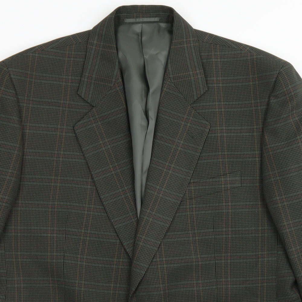 Berkertex Mens Green Plaid Polyester Jacket Blazer Size 42