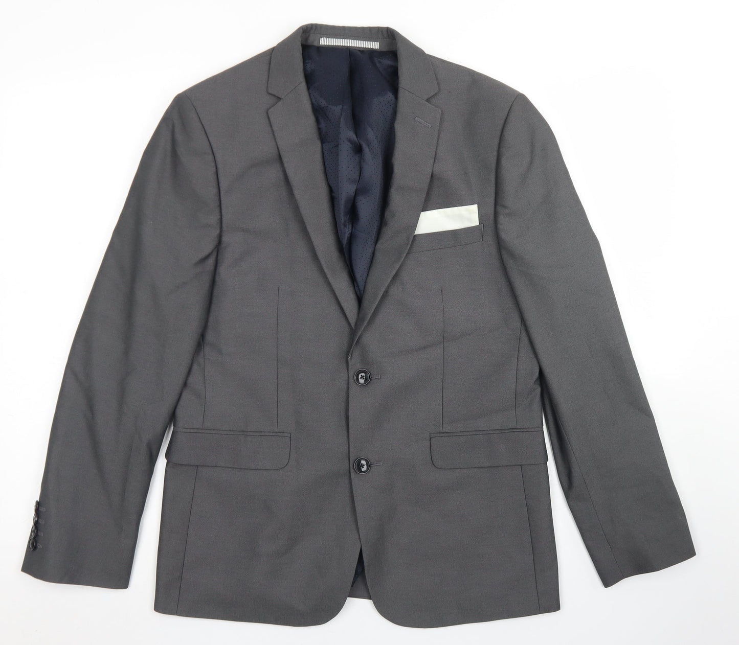 Burton Mens Grey  Polyester Jacket Blazer Size 38   - Skinny Fit
