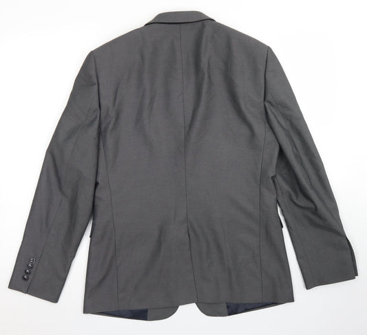 Burton Mens Grey  Polyester Jacket Blazer Size 38   - Skinny Fit