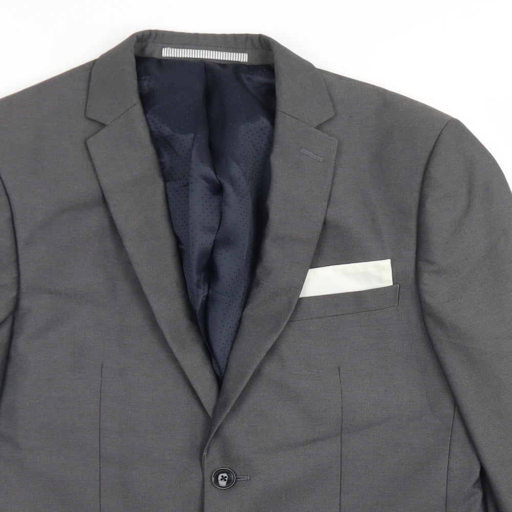 Burton Mens Grey  Polyester Jacket Blazer Size 38   - Skinny Fit