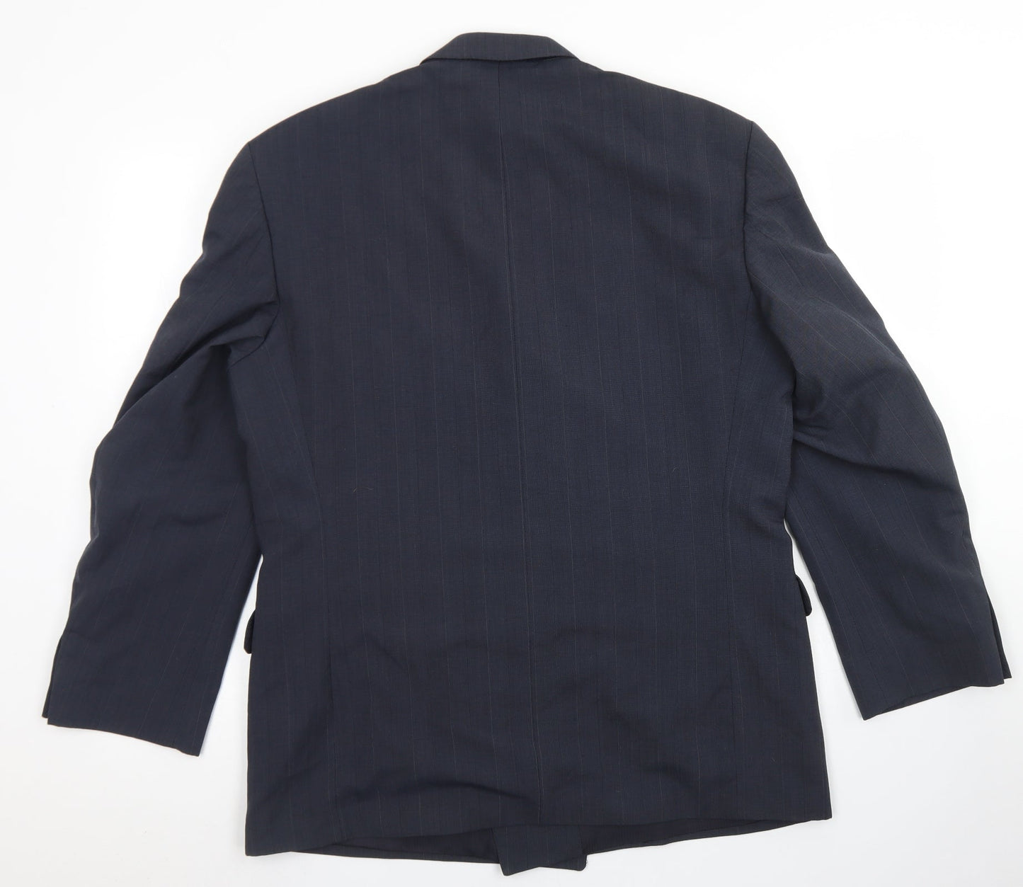 St Michael Mens Blue Striped Polyester Jacket Blazer Size 40