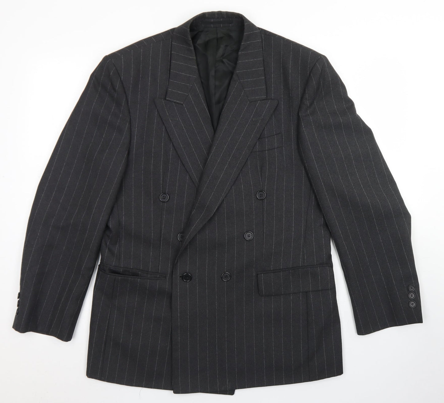 Di Caprio Mens Grey Striped Polyester Jacket Blazer Size 40