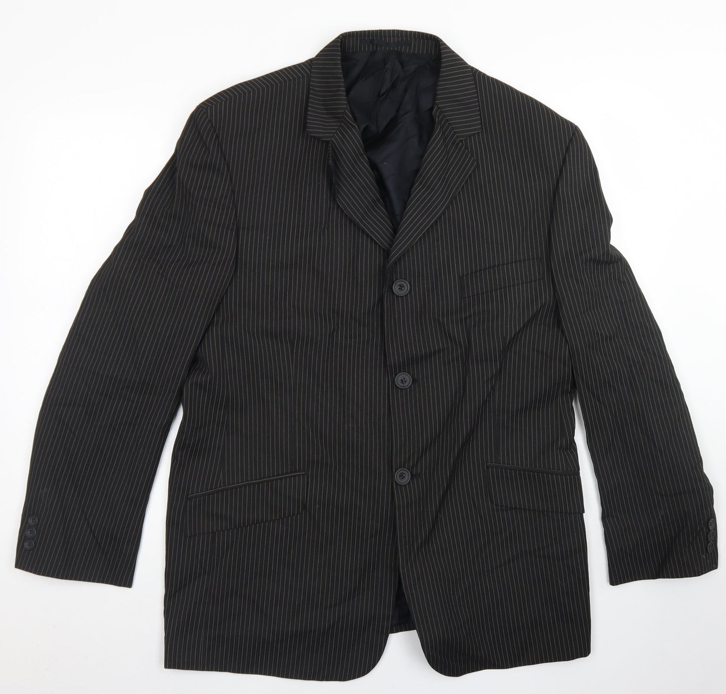 Wilson Mens Black Striped Polyester Jacket Blazer Size 42