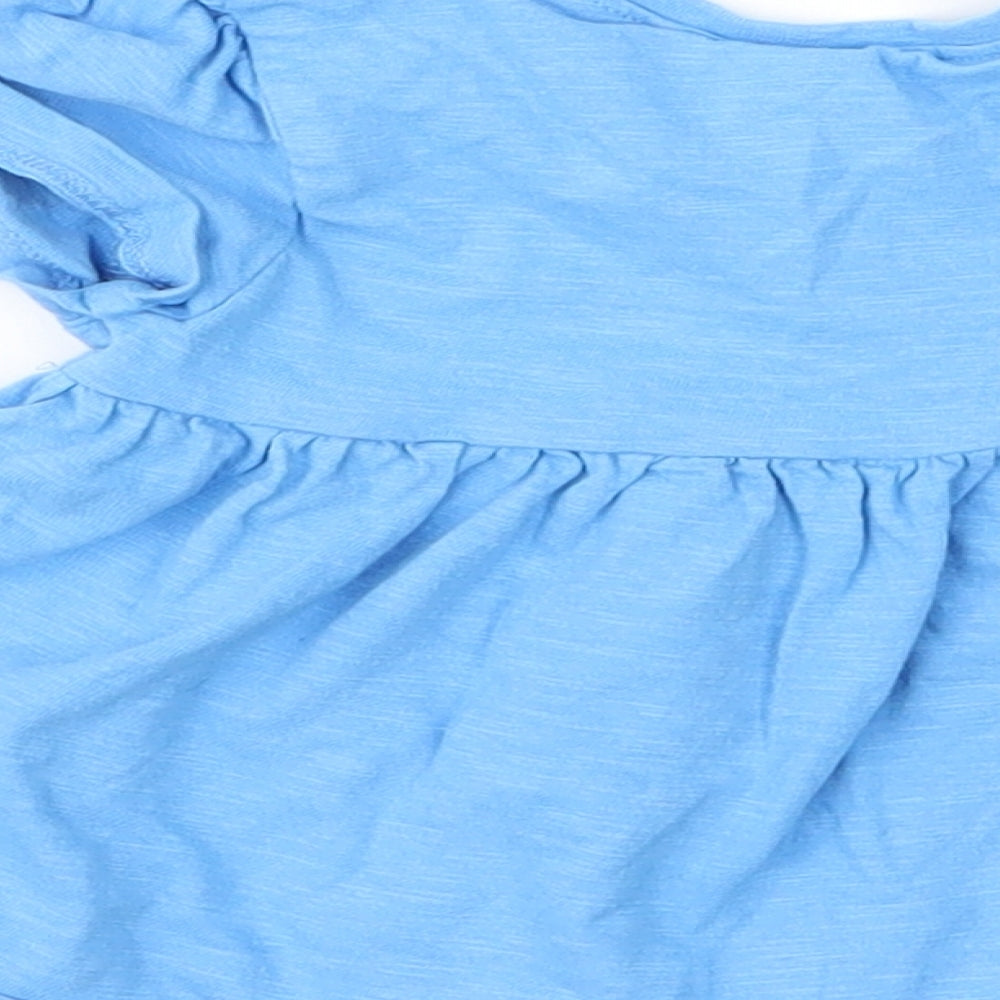 NEXT Girls Blue  Cotton Basic Blouse Size 12 Months Round Neck