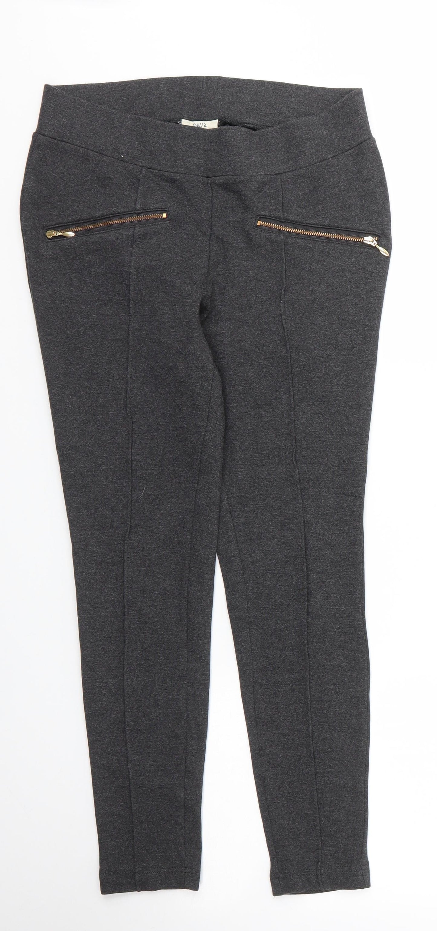 Papaya Womens Grey  Viscose Carrot Trousers Size 10 L24 in Regular