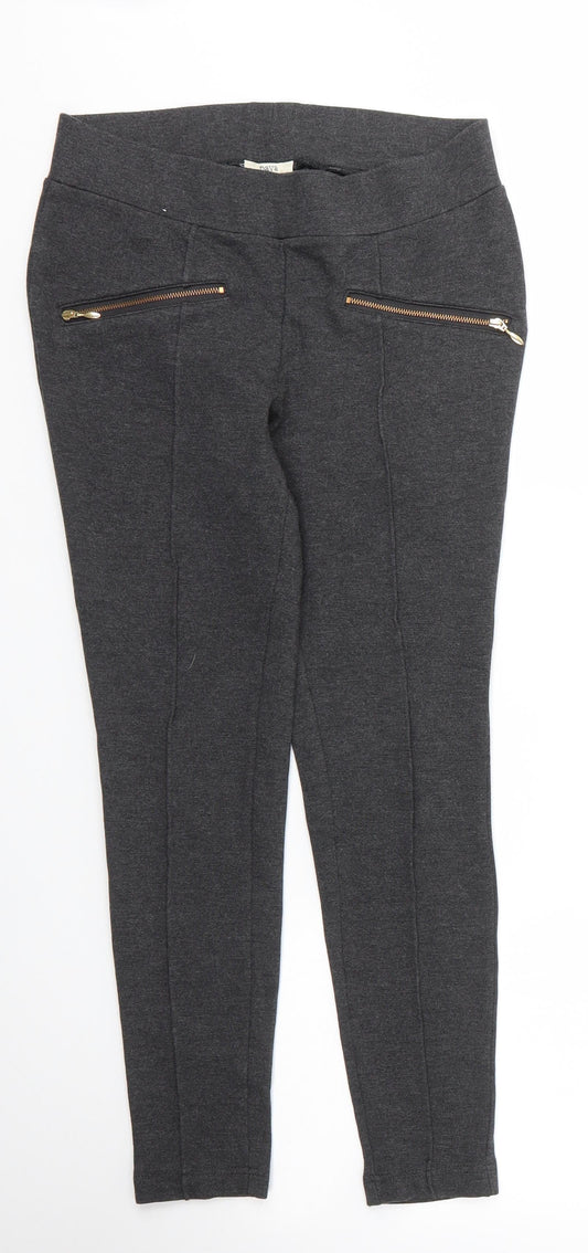 Papaya Womens Grey  Viscose Carrot Trousers Size 10 L24 in Regular