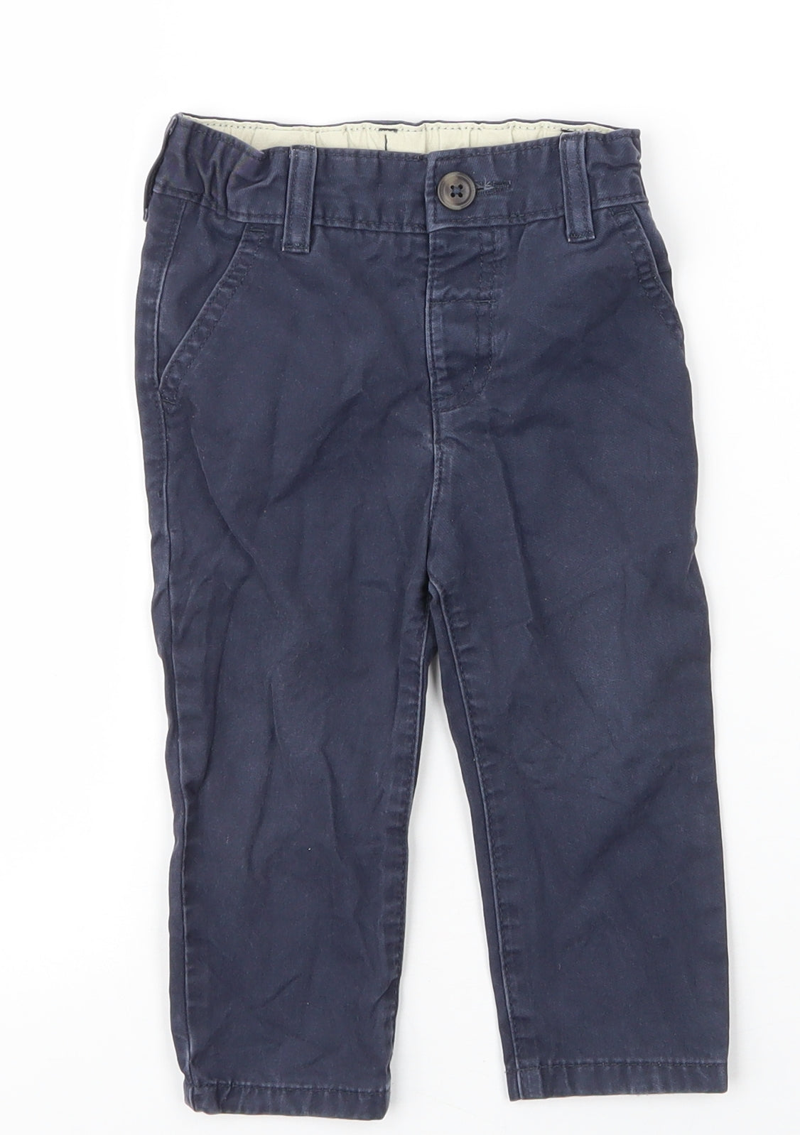 M&S Boys Blue  Cotton Capri Jeans Size 12 Months  Button