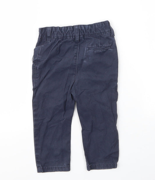 M&S Boys Blue  Cotton Capri Jeans Size 12 Months  Button