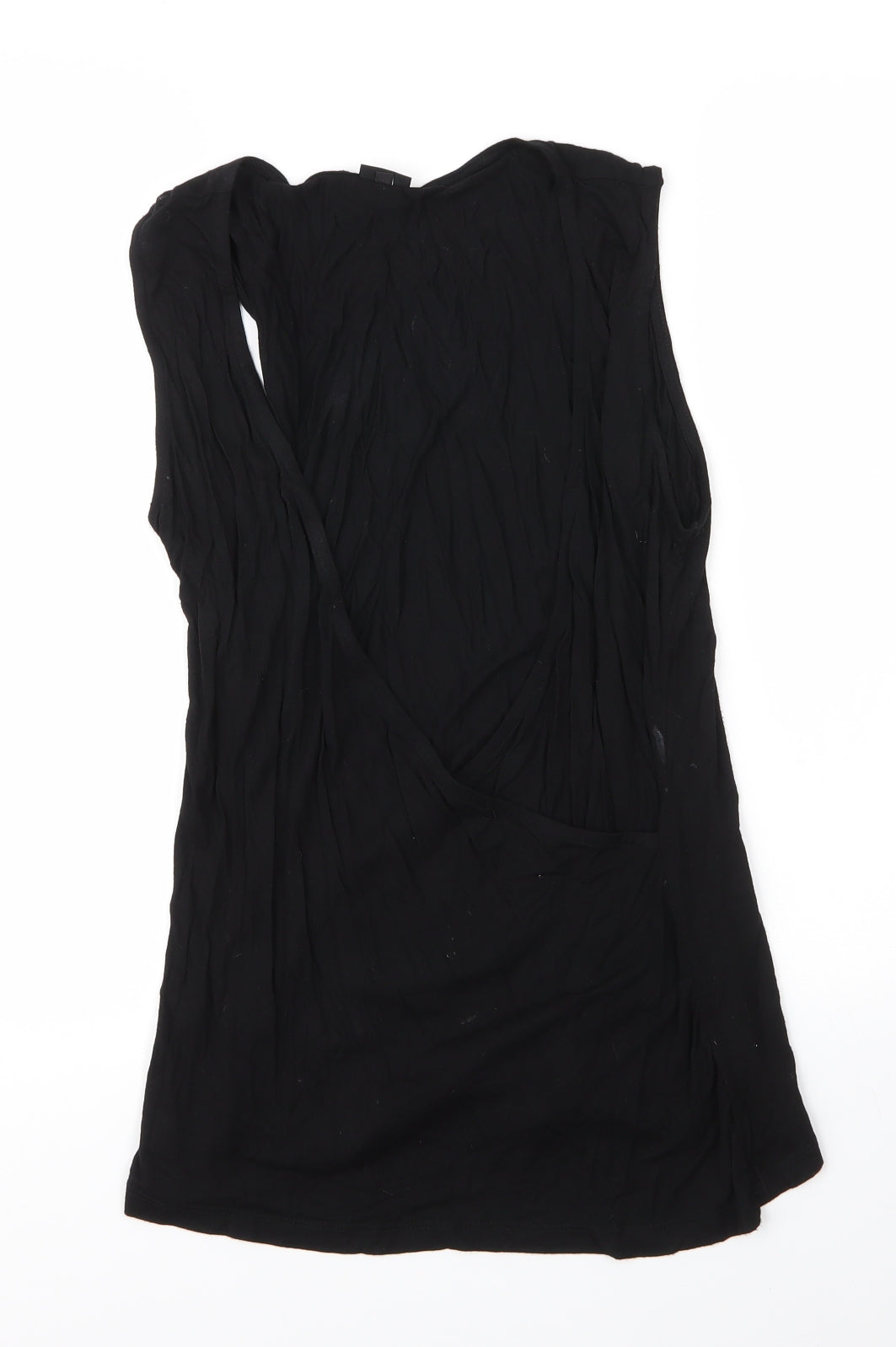 LASCANA Womens Black  Viscose Basic Blouse Size S Scoop Neck