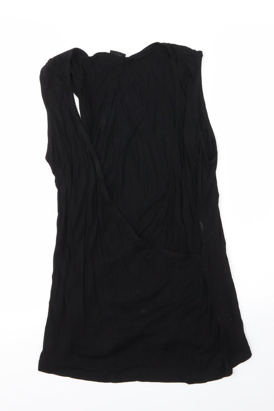 LASCANA Womens Black  Viscose Basic Blouse Size S Scoop Neck