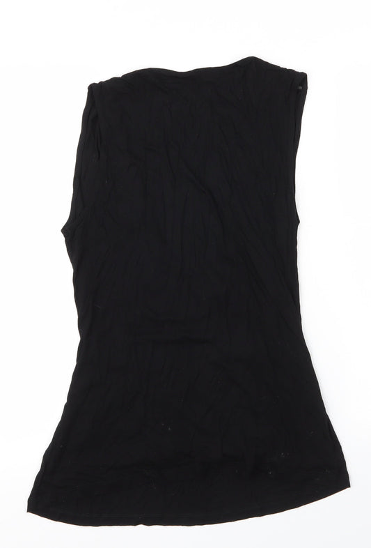 LASCANA Womens Black  Viscose Basic Blouse Size S Scoop Neck