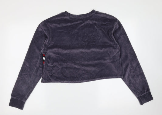 Topshop Womens Purple Striped Cotton Pullover Sweatshirt Size 8   - cropped