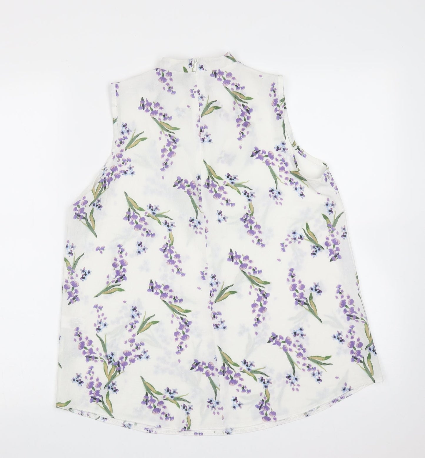 Select Womens White Floral Polyester Basic Blouse Size 12 V-Neck