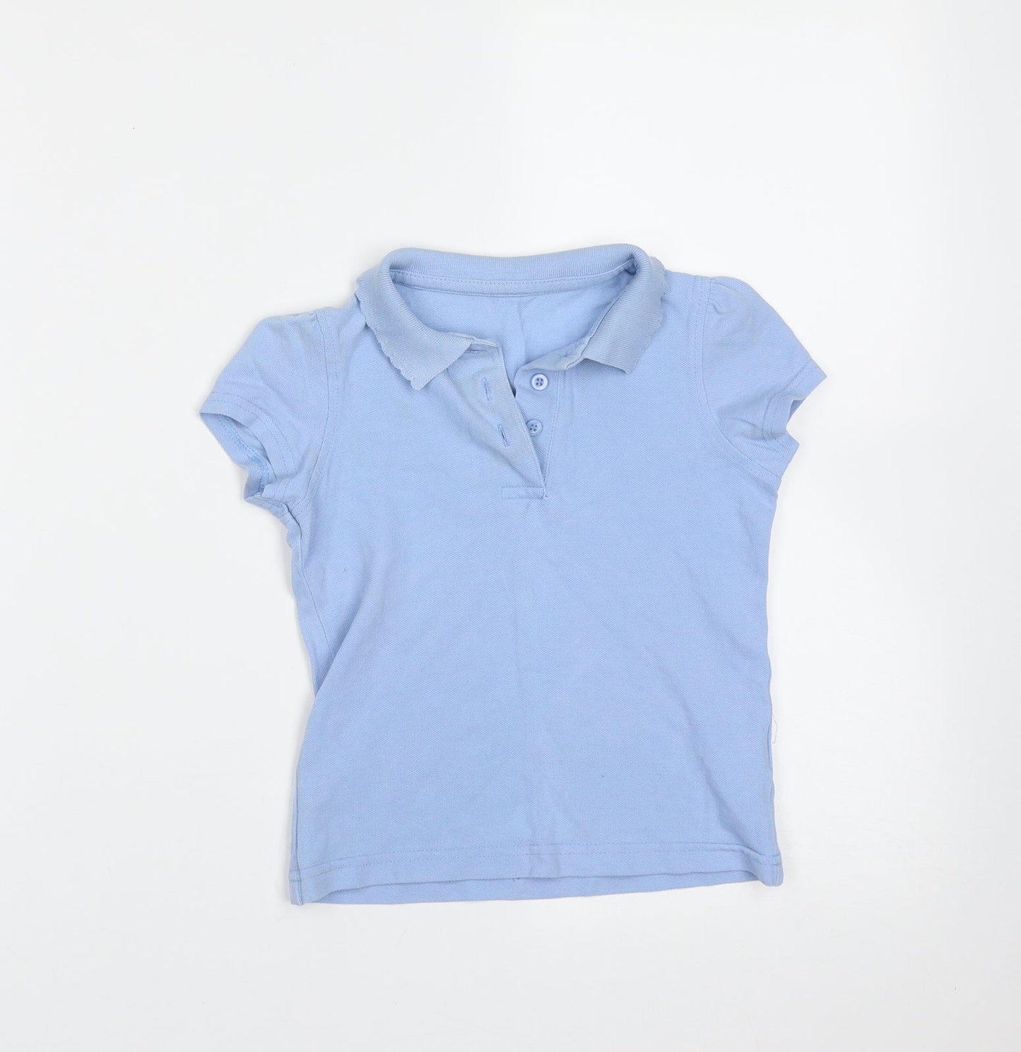 George Girls Blue  Cotton Basic Polo Size 4-5 Years Collared
