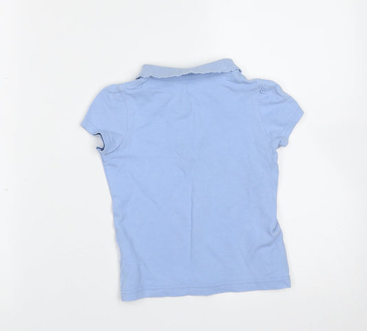 George Girls Blue  Cotton Basic Polo Size 4-5 Years Collared