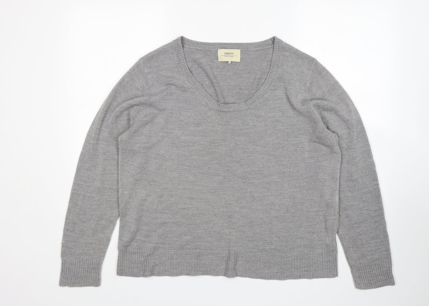 Papaya Womens Grey Round Neck  Acrylic Pullover Jumper Size 20