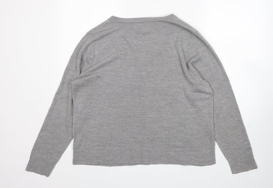 Papaya Womens Grey Round Neck  Acrylic Pullover Jumper Size 20