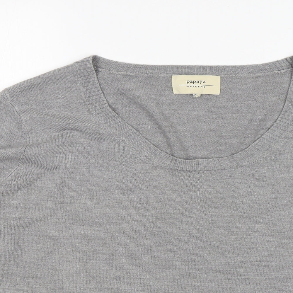 Papaya Womens Grey Round Neck  Acrylic Pullover Jumper Size 20