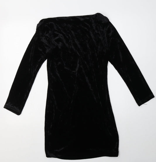 COTTON CLUB Womens Black  Polyester Bodycon  Size 8  Boat Neck Pullover