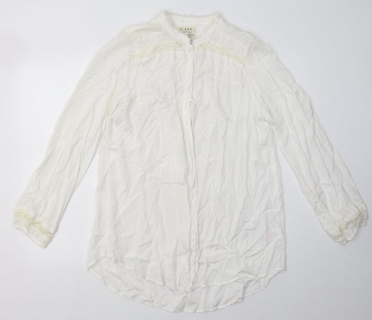 River Island Womens White  Viscose Basic Button-Up Size 12 V-Neck