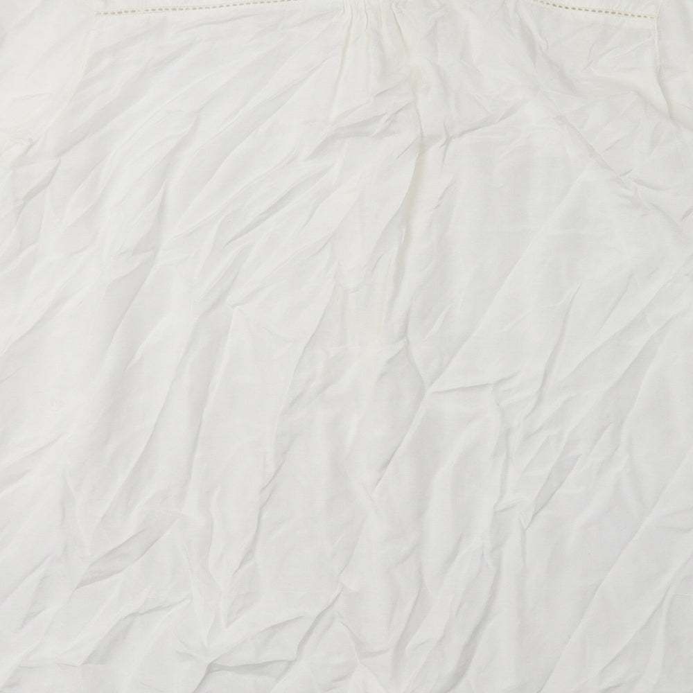 River Island Womens White  Viscose Basic Button-Up Size 12 V-Neck