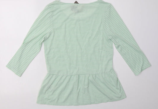TOM TAILOR Womens Green Striped Polyester Pullover Sweatshirt Size S  Pullover