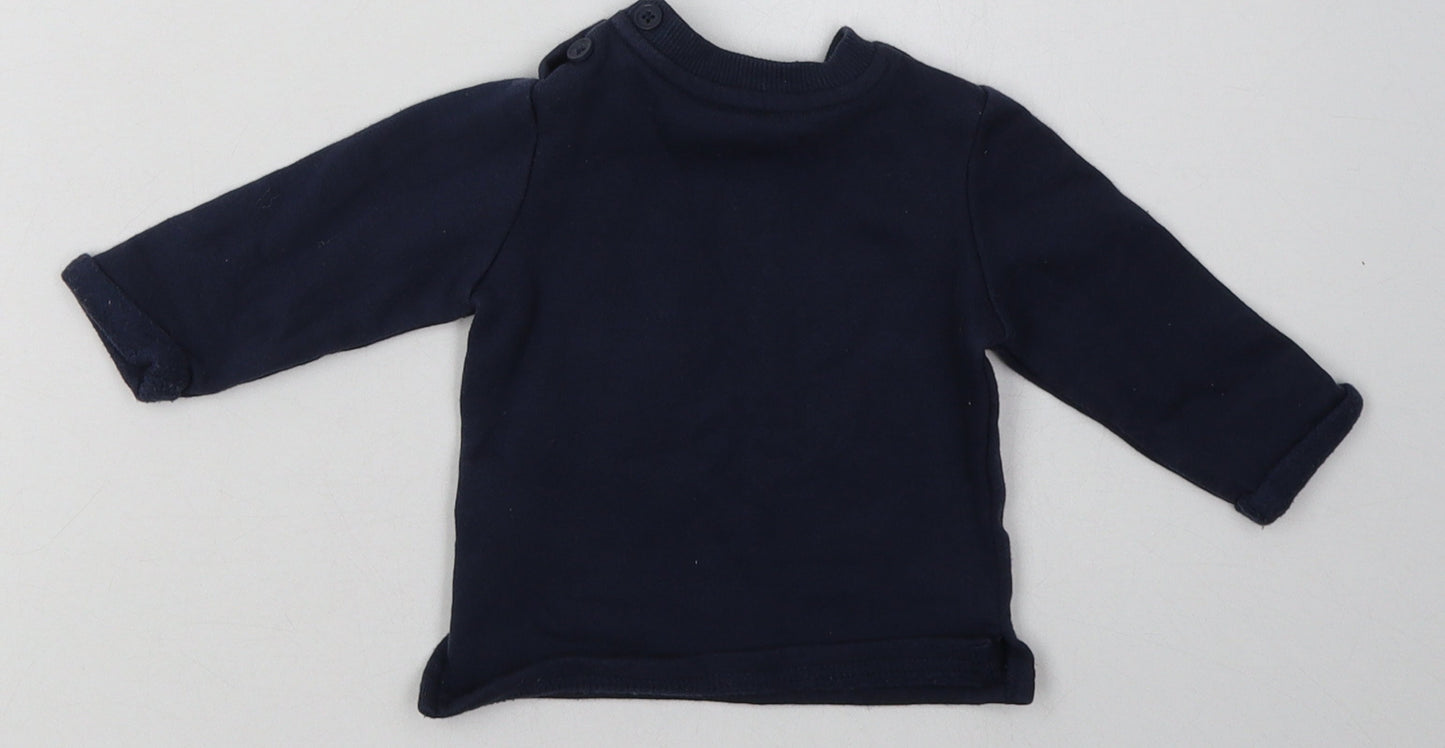 F&F Boys Blue  Cotton Basic Casual Size 3-6 Months Crew Neck Pullover - bear hug