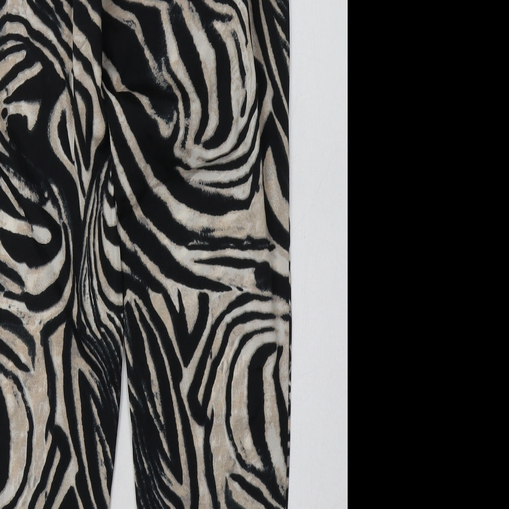 Preworn Womens Beige Animal Print Polyester Trousers  Size 8 L30 in Regular Tie