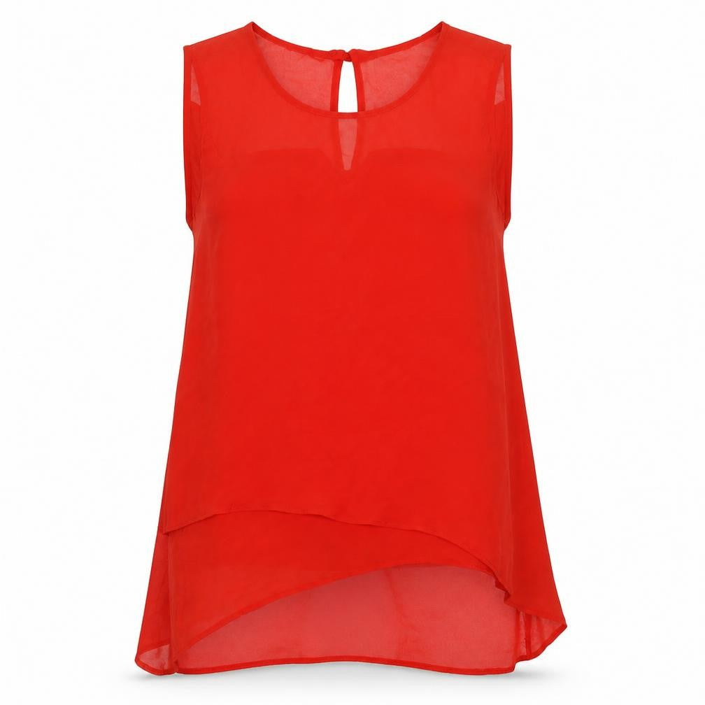 VILA Womens Orange  Polyester Basic Tank Size M Crew Neck