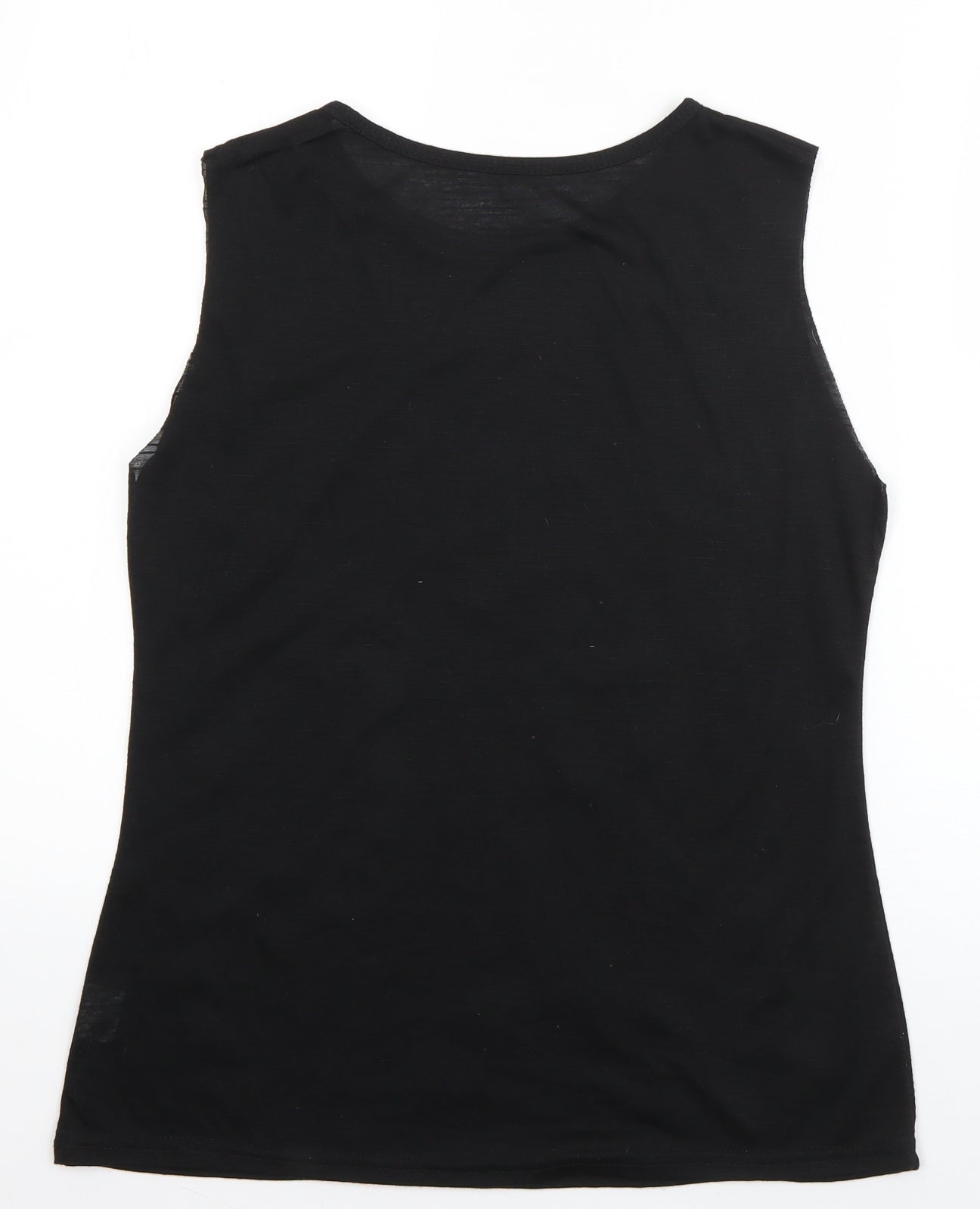 Preworn Womens Black Geometric Polyester Basic T-Shirt Size M Boat Neck - Batman