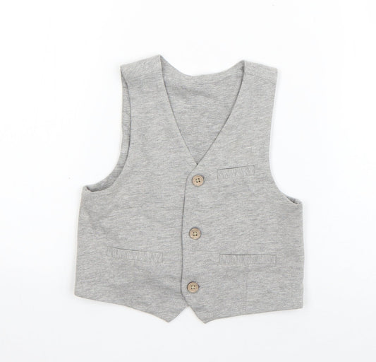 Lullaby Boys Grey   Jacket Waistcoat Size 12-18 Months   Button