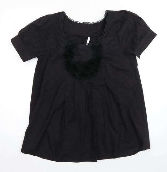 Miss Posh Womens Black  Cotton Basic Blouse Size 10 Square Neck