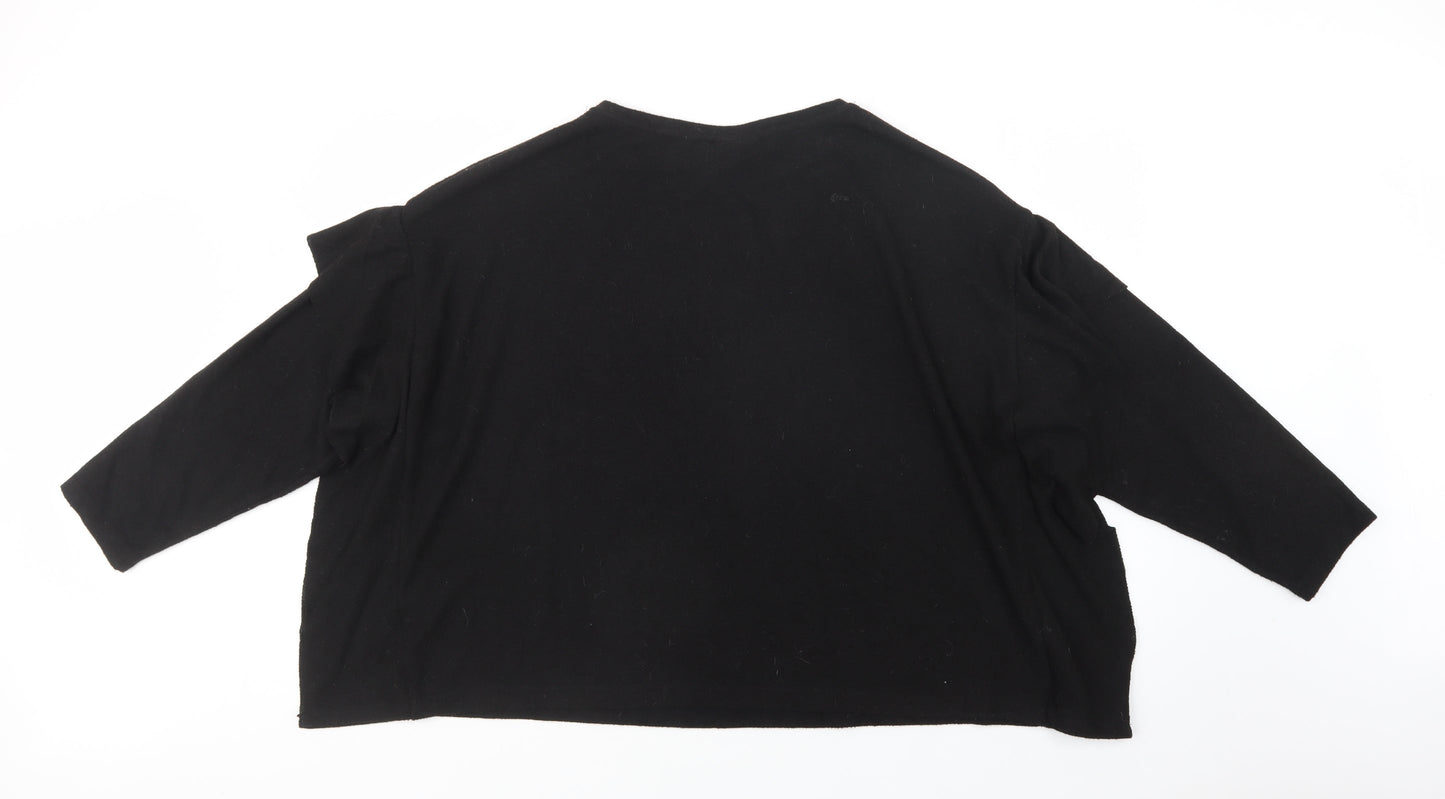 H&M Womens Black Crew Neck  Viscose Pullover Jumper Size XL