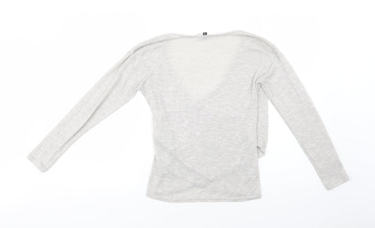 H&M Womens Grey V-Neck  Polyester Pullover Jumper Size S