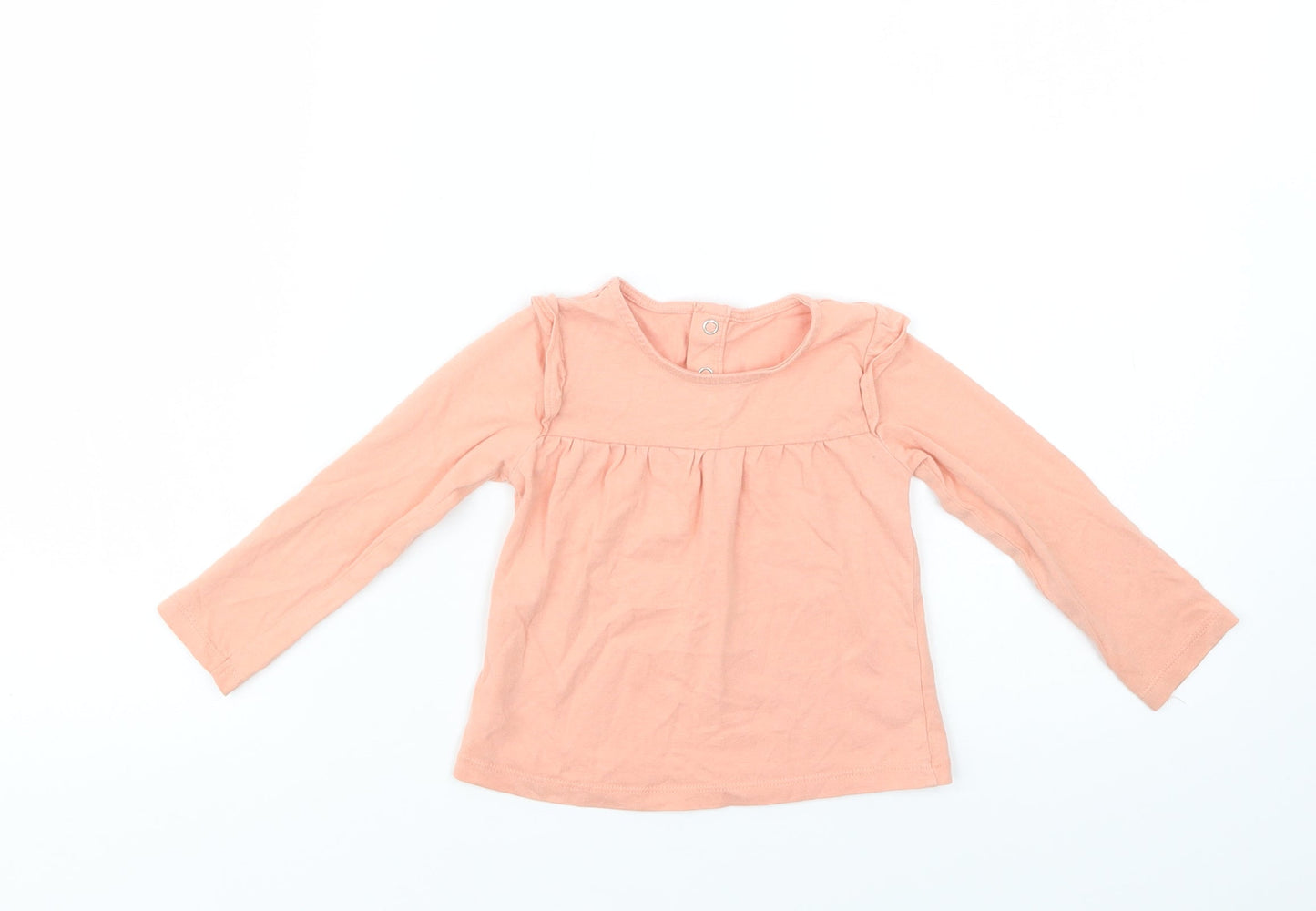 TU Baby Pink  Cotton Basic Blouse Size 9-12 Months Crew Neck Snap