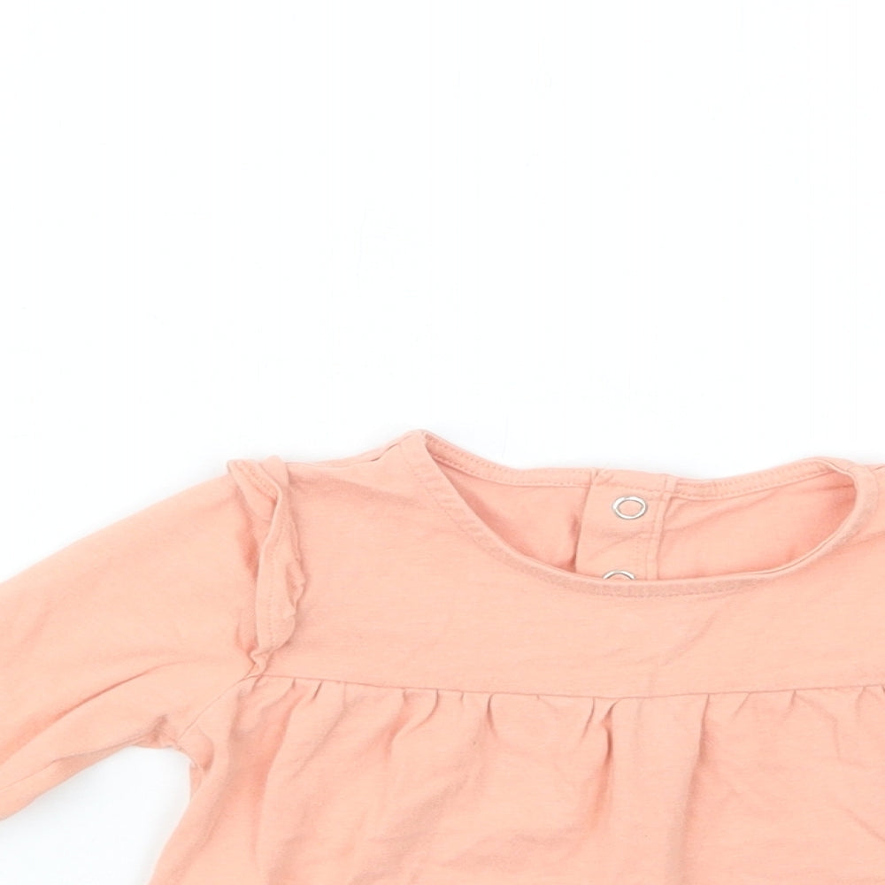 TU Baby Pink  Cotton Basic Blouse Size 9-12 Months Crew Neck Snap